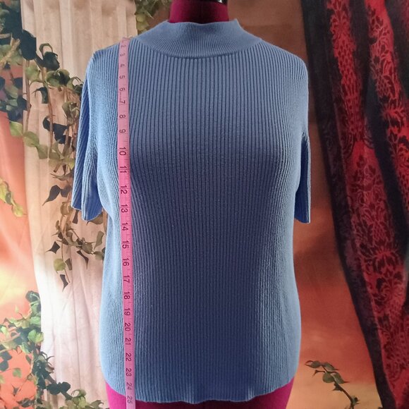 GUC: Requirements Sze. XL Blue Ribbed Mock Neck Sweater - Picture 4 of 5